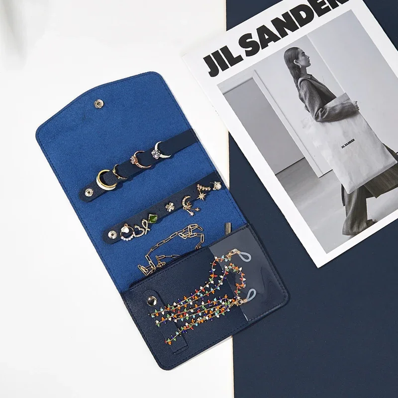 

PU Envelope Jewelry Cosmetic Display Storage Bag Ring Necklace Earring Organizer European and American New Buckle Roll Pouch