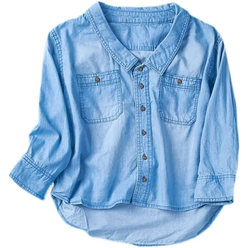 

Casual Girls Clothes Jacket Denim Shirt Spring Summer Thin Long Sleeve Top for Girl Teenager Children's Clothing 15 Years Blue
