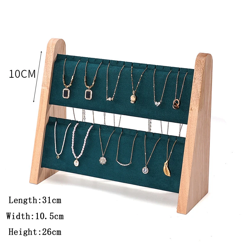 

Двухъярусная Деревянная Подставка Для Ювелирных Изделий С Мягким Бархатным/искусственным Кожаным Держателем Для Хранения Ожер...