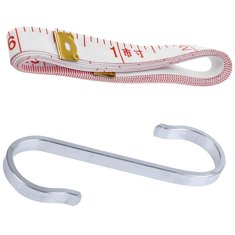 

1.5M Sewing Cloth Tailor Soft Flat Tape Body Measuring Ruler & Stainless Steel S Shape Hooks Powerful Kitchen Hanger