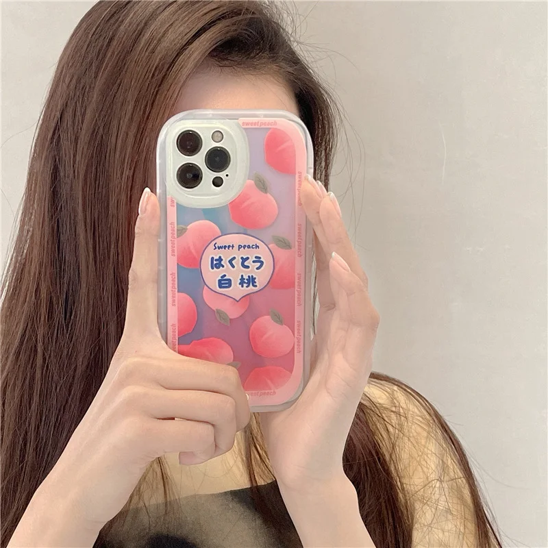 Luxury Laser Dream Pink Phone Case for IPhone 13 12 11 Pro Max XR XS Max 7 8 Plus X Peach Pattern Soft Tpu Back Cover Shell