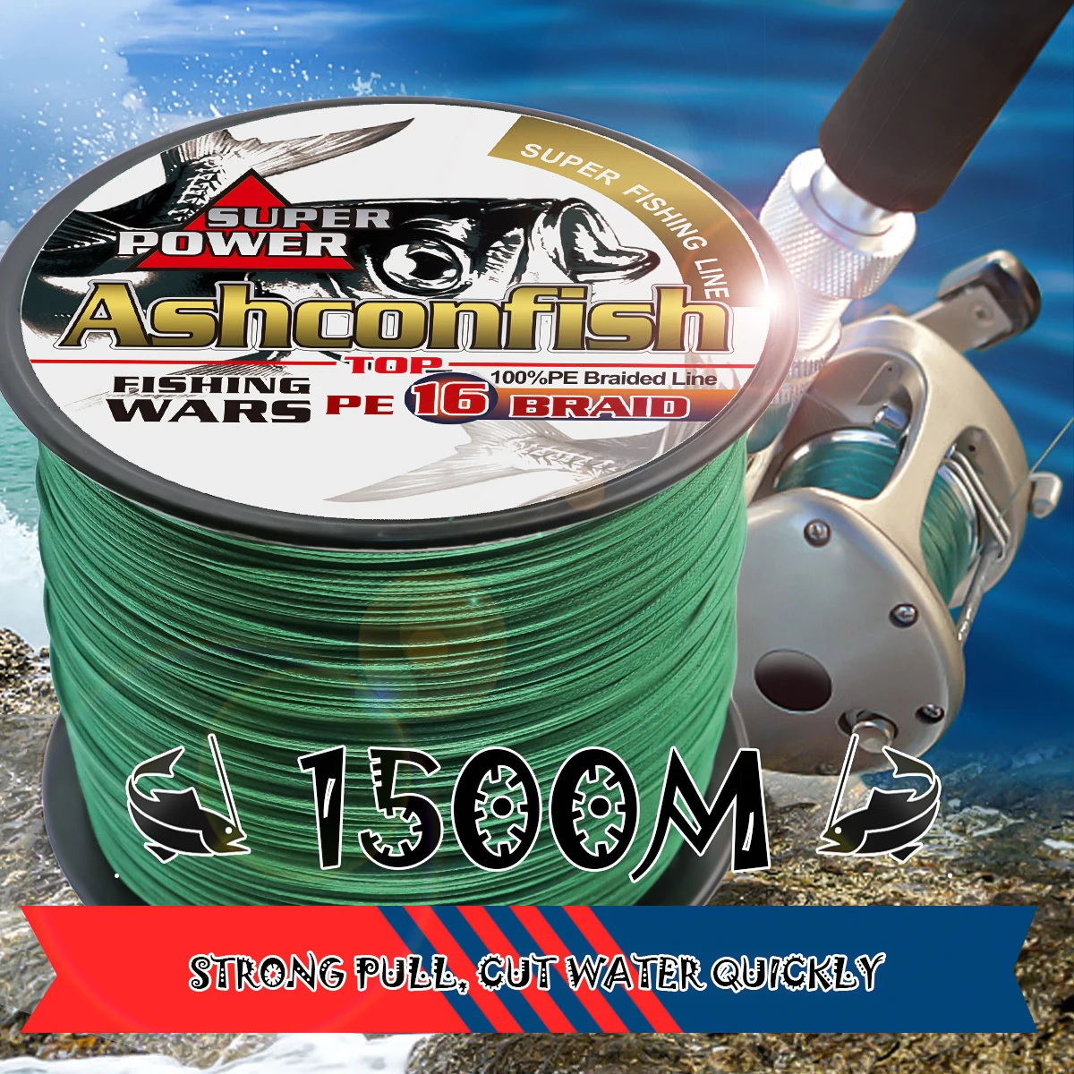 

Super hollowcore braided fishing line 1500M 16 Strands pe super Ocean Fishing braided wires 20-500LBS leader line 0.16-2.0mm