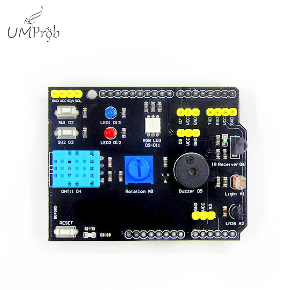 Многофункциональная Плата расширения DHT11, зуммер температуры и влажности LM35