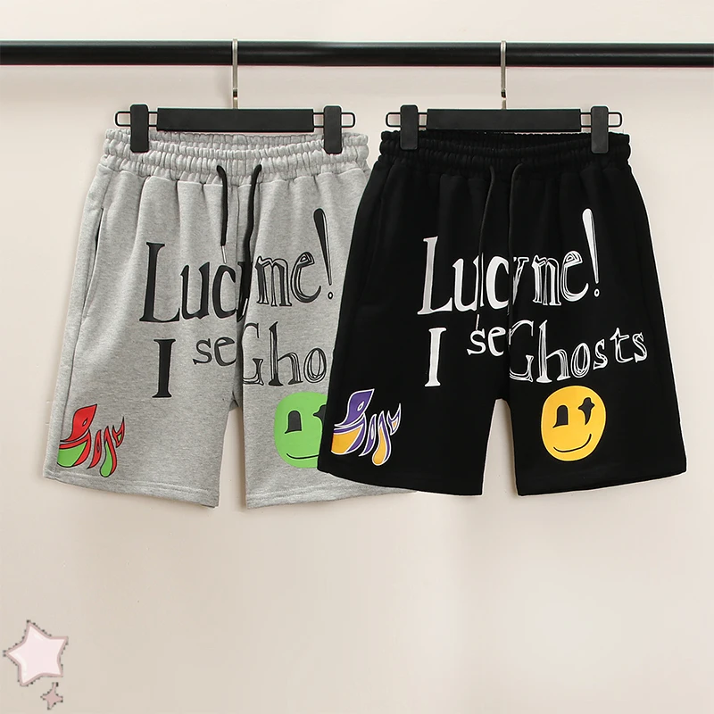 

KANYE Shorts Lucky Me I KID SEE GHOSTS Graffiti Print Shorts Sweatpants