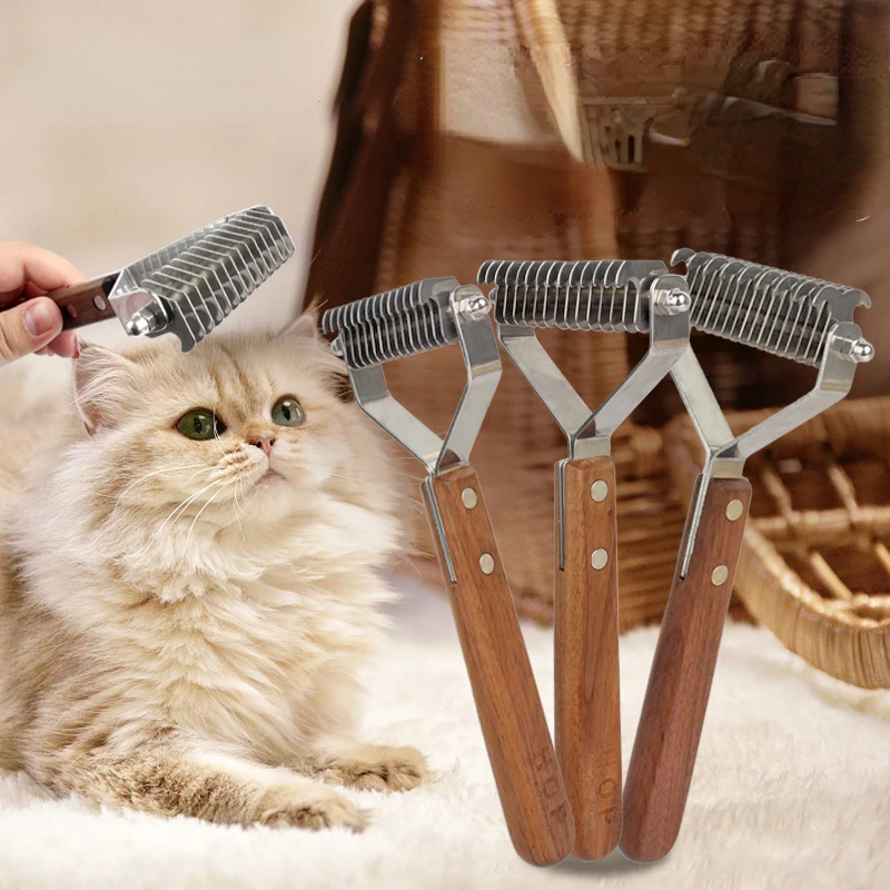

Cat Dog General Comb For Dog Solid Wood Handle Dog Supplies Double-sided Design Pet Grooming Does Not Hurt The Skin Grooming Dog