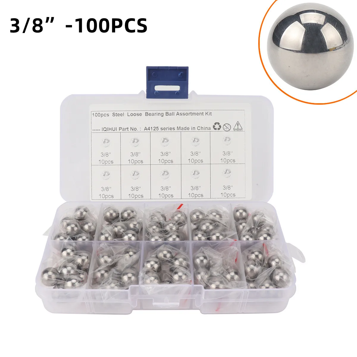 

100 QTY - 3/8" Inch G25 Precision Chrome Steel Bearing Balls Chromium