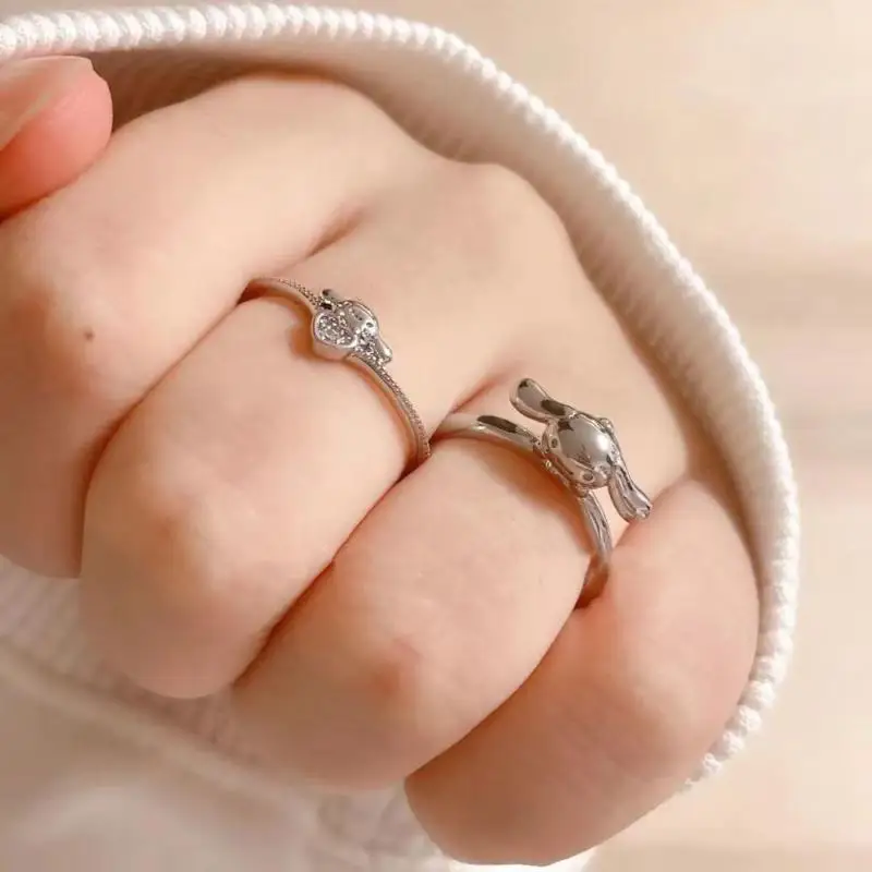 

Kawaii Sanrio Accessories Cinnamoroll Peripherals Anime Open Ring Cute Beauty Couple Ring Jewelry Female Girls Gift