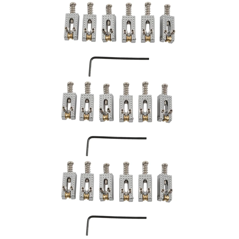 

18 Roller Bridge Tremolo Saddles With Wrench For Fender Strat Tele Electric Guitar Chrome Color