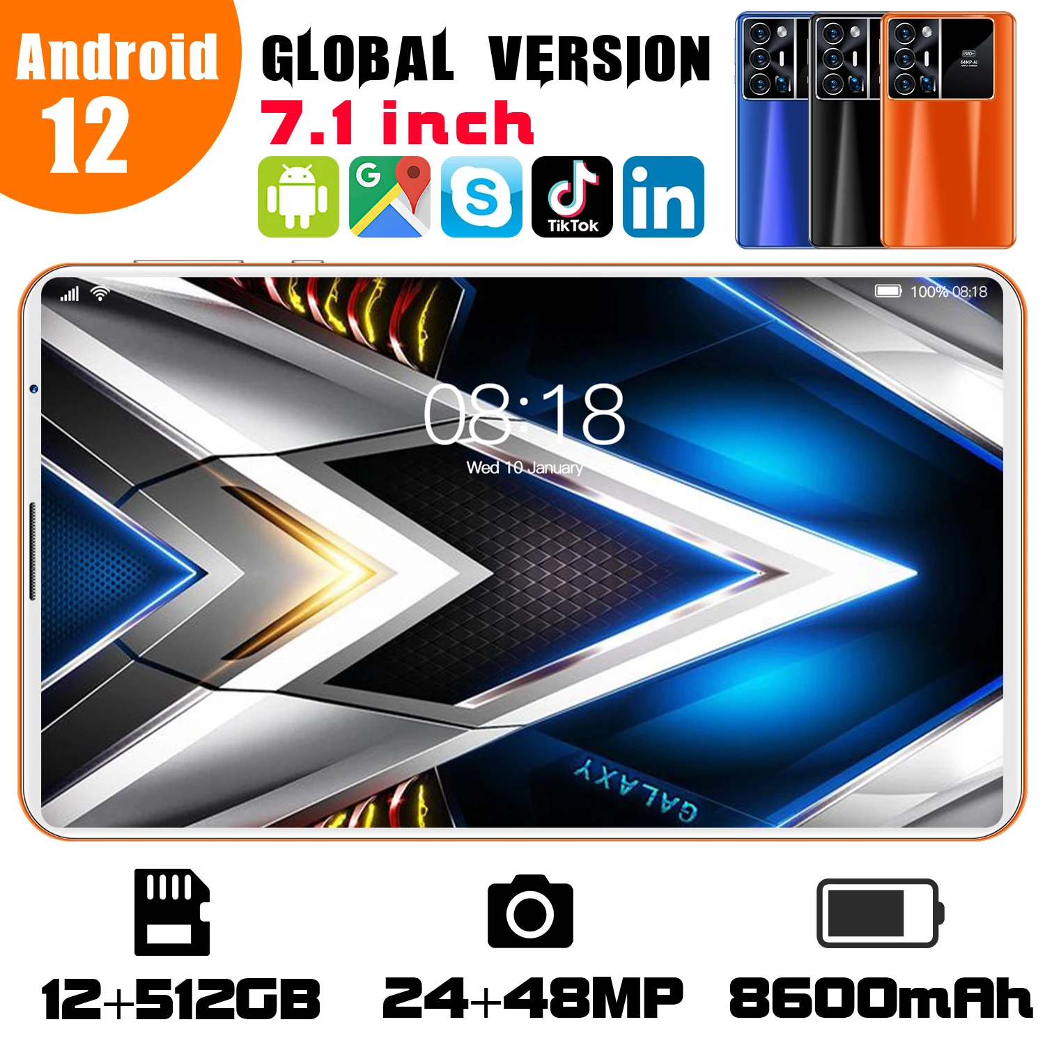 Laptop Android 12 12GB 512GB Tablet Windows 5G Mini PC Qualcomm 10 Core Notebook 8600mAh X70 7.1 Inch Dual SIM Netbook GPS LTE