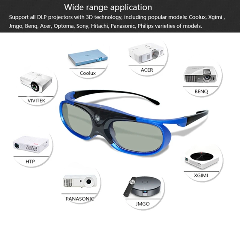 3 Set Rechargeable DLP Link 3D Glasses Active Shutter Eyewear For Xgimi Z3/Z4/Z6/H1/H2 Nuts images - 6
