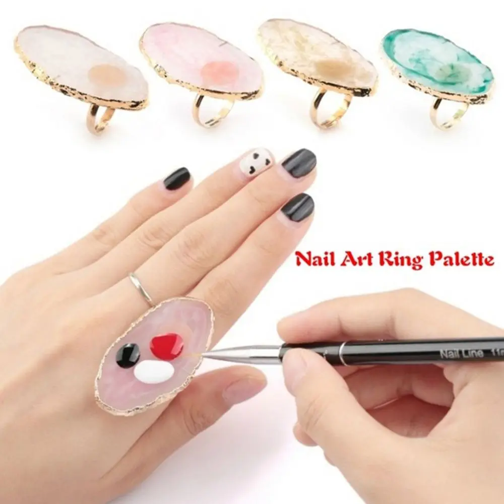 

Japanese Nail Art Ring Palette Resin Stone Color Jade Agate Pattern Acrylic Nail Palette