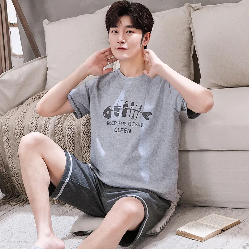 Пижама Мужская Летняя хлопковая с принтом в клетку |