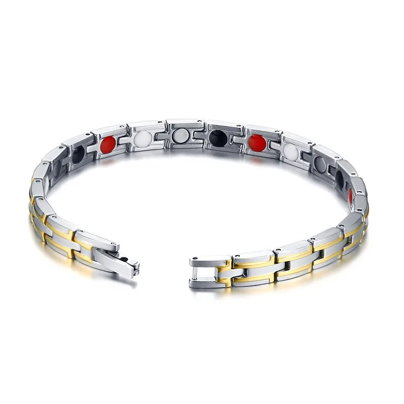 Titanium Steel Bracelet 4-in-1 Magnet Health Negative Ion Germanium Energy Anti-oxidation Anti-radiation |