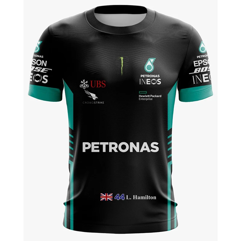 

2023Summer New Formula One Racing T-shirt Petronas Malaysia Team F1 Short Sleeve Men's Breathable Quick Dry Sports Shirt100-6XL
