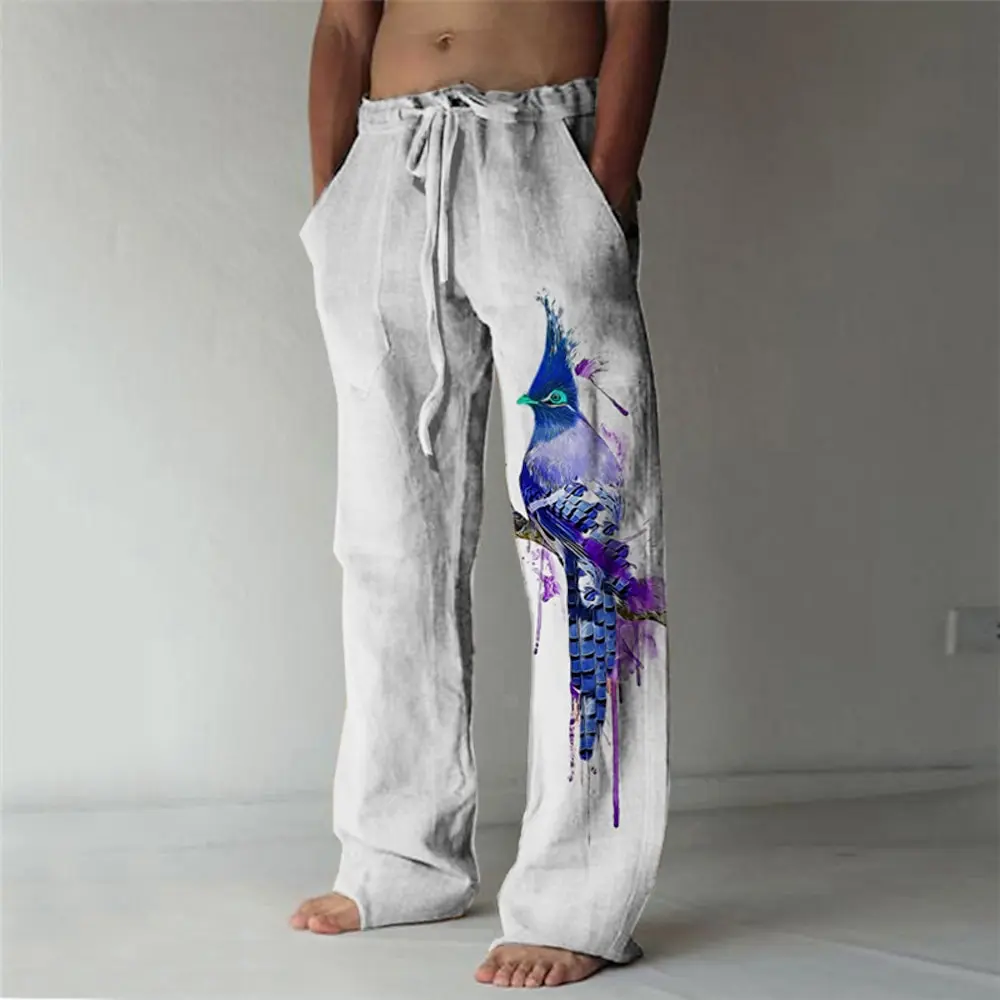 

Men's Trousers Summer Pants Beach Pants Drawstring Elastic Waist 3D Print Animal Graphic Prints Comfort Casual Daily Holiday Str