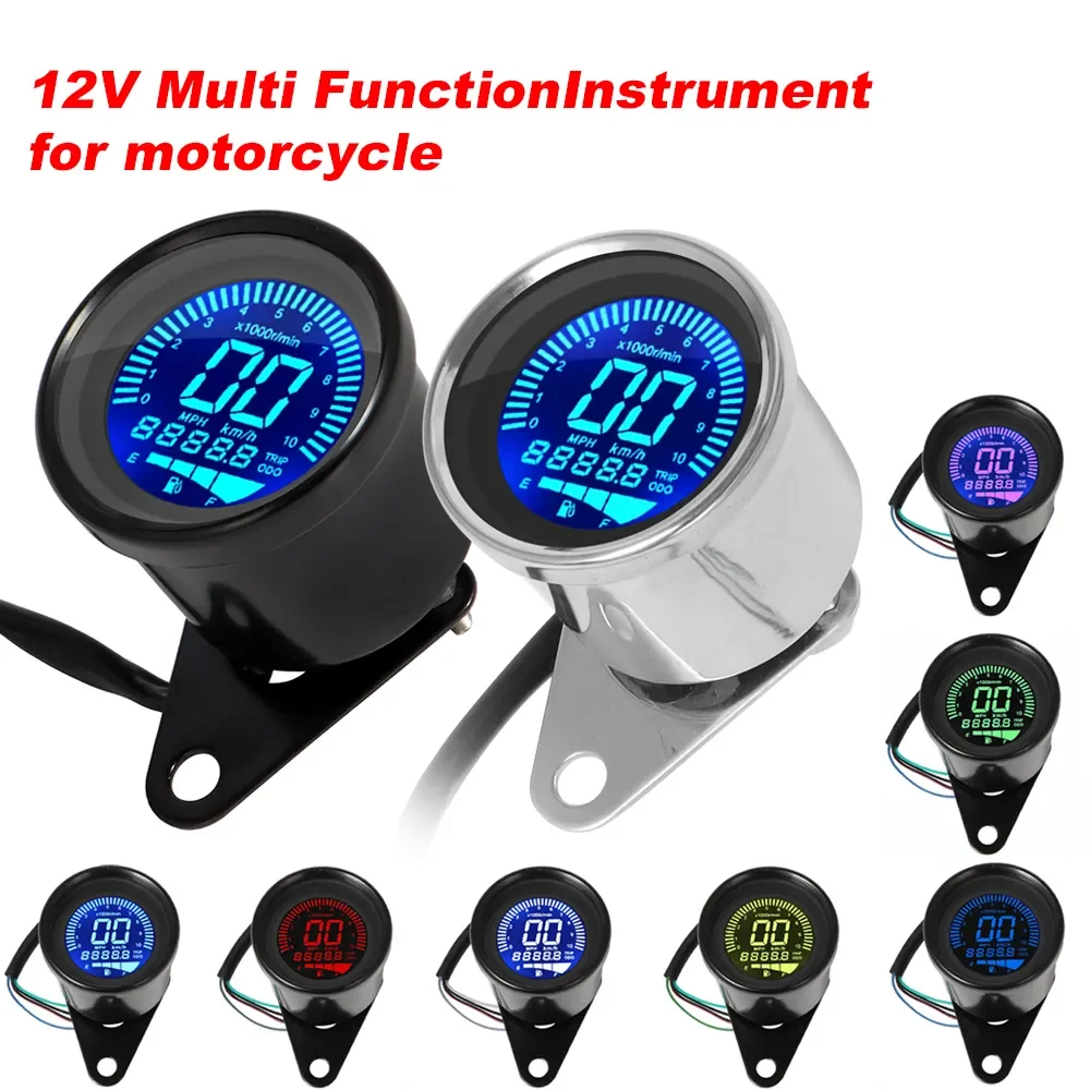 

Cafe Racer Universal Digital Motorcycle LCD Screen Speedometer Odometer Techometer Fuel Gauge for Harley Honda Cafe Racer 1-4