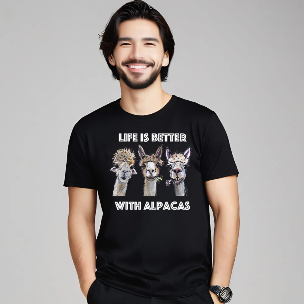 Tees ife is Better with A Tee Shirt Christmas Cute Slogan Short Sleeve 100% Cotton Round Collar Men's T-shirts