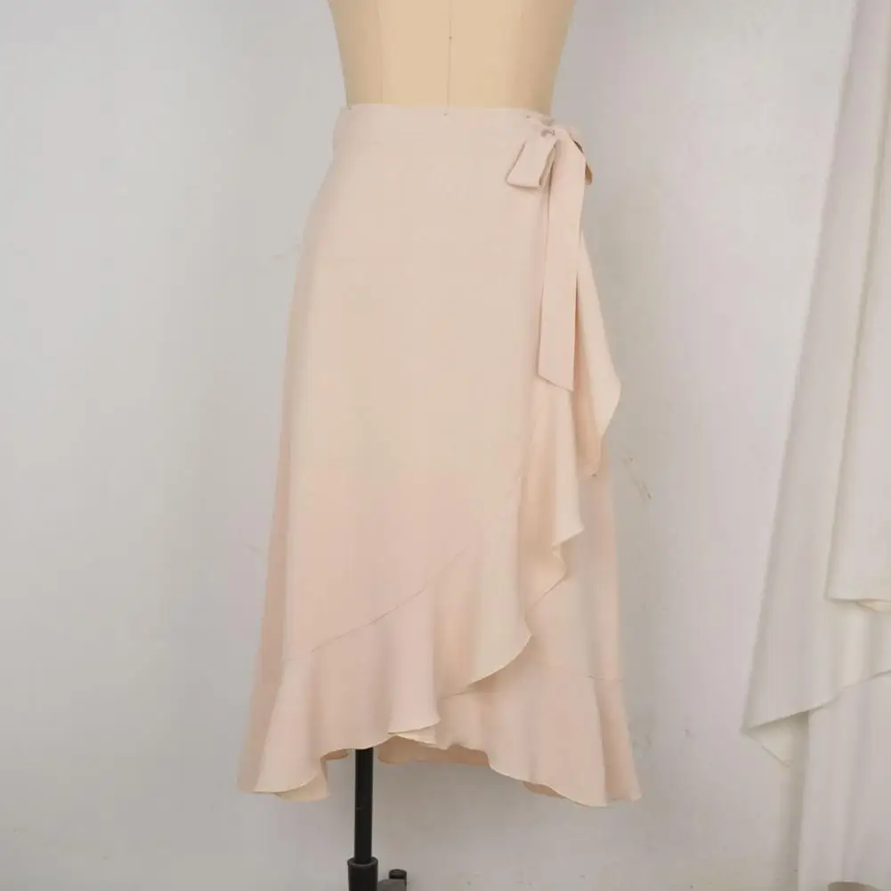 

Женская свободная Юбка-миди, асимметричная юбка с оборками по краям, женская одежда