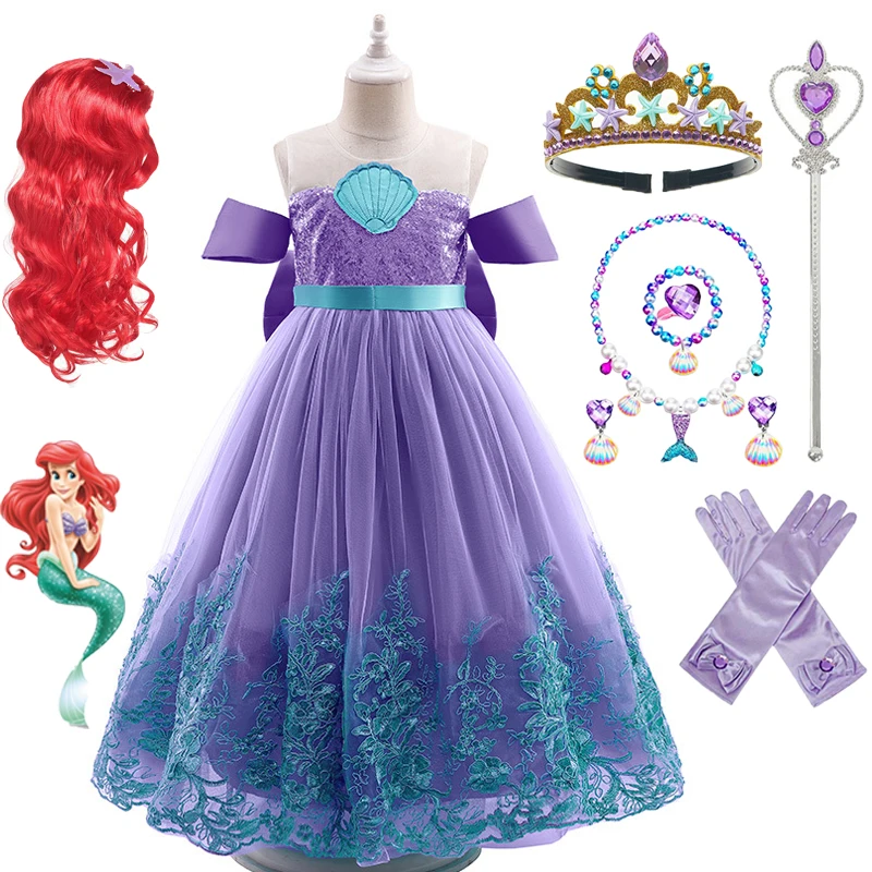 

Girls The Little Mermaid Dress Ariel Princess Cosplay Costume Kids for Girl Halloween Carnival Birthday Halloween Party Clothing