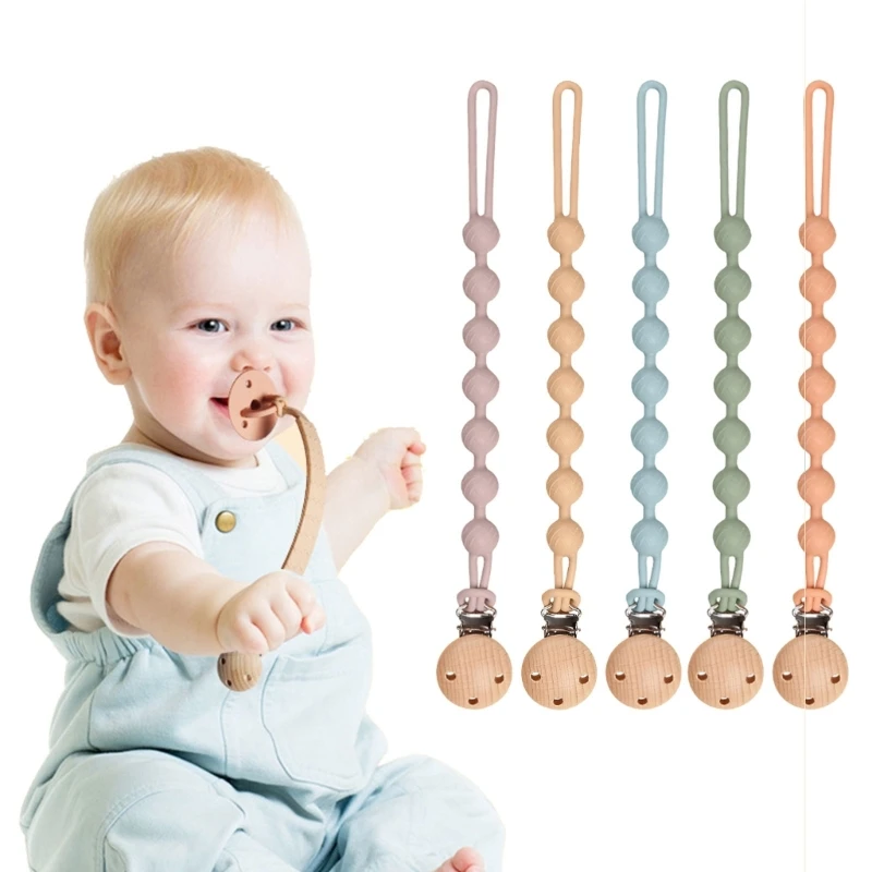 

Baby Pacifier Chain with Beech Clip Teething Chain Dummy Nipple Holder Leash A2UB