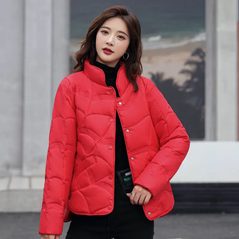Women Casual Puffer Parkas Winter Red Black White Khaki Thick Warm Puff Basic Coats Female Lightweight Thernal Jackets Outerwear