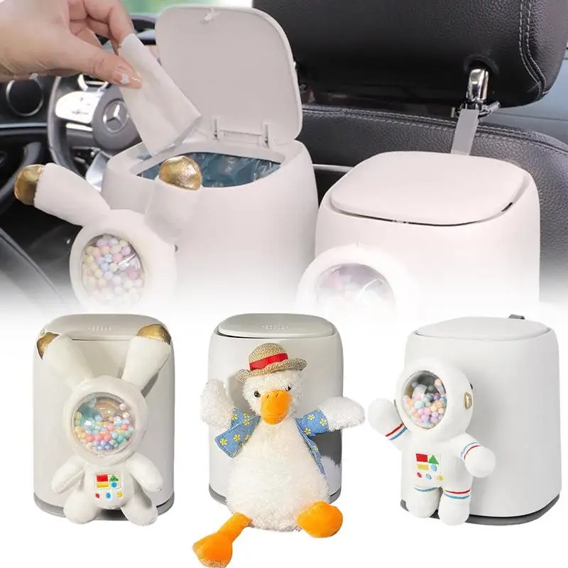 

Car Trash Bin Portable Hanging Mini Cartoon Double-Layer Dirt-Proof Car Back Seat Trash Box Waterproof Press Car Garbage Can