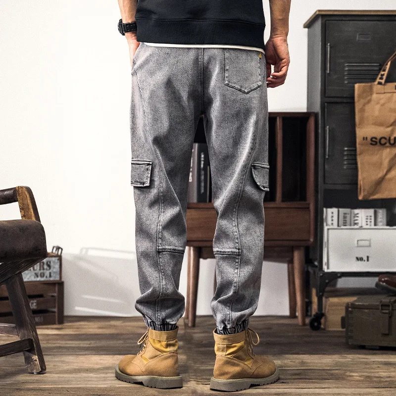 Patchwork Jeans Mens Loose Harem Pants Patch Denim Cargo Pants Loose Retro Trousers Men Plus Size Baggy Jeans Vintage Streetwear