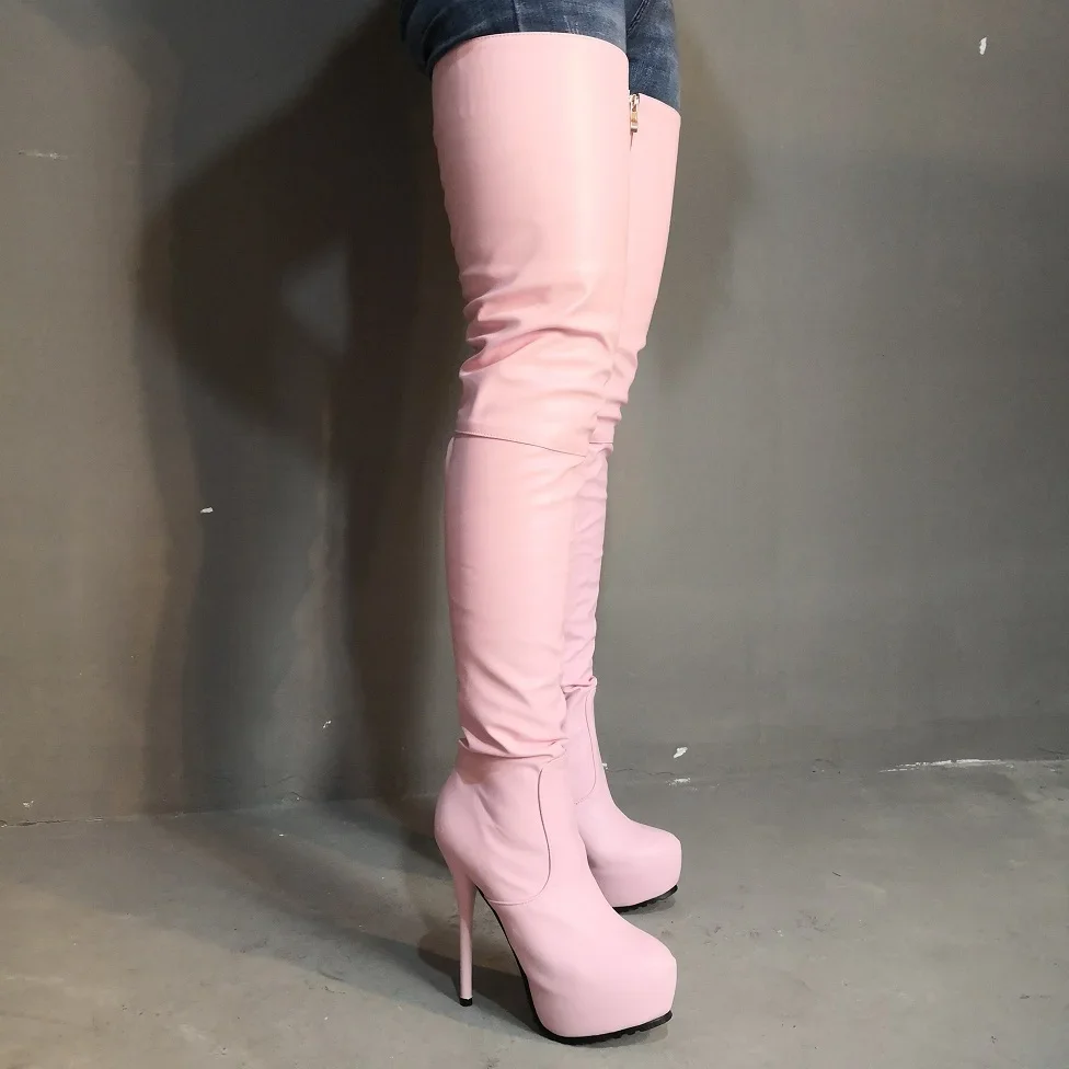 ASHIOFU Лидер продаж женские сапоги до бедра с настоящими фотографиями пикантные