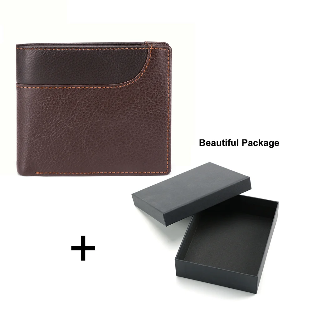 

Genuine Leather Mens Wallets Credit Card Holder Fashion Short Men Purse Cowhide Wallet RFID Driver License Holder New