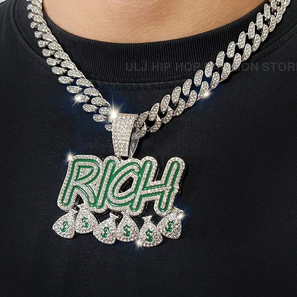 Мужское и женское ожерелье с подвеской в виде сумки для денег кубинской цепочкой