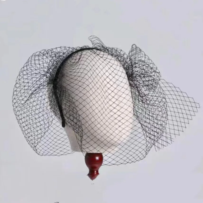 Черная Фата для лица свадебный головной убор с большим бантом сетчатая в виде