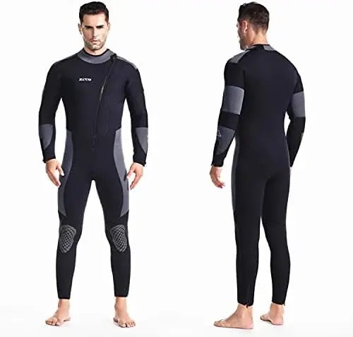 

Men\u2019s Wetsuit Ultra Stretch 5mm Neoprene Swimsuit, Front Zip Full Body Diving Suit, for Snorkeling, Scuba Diving Swimming,