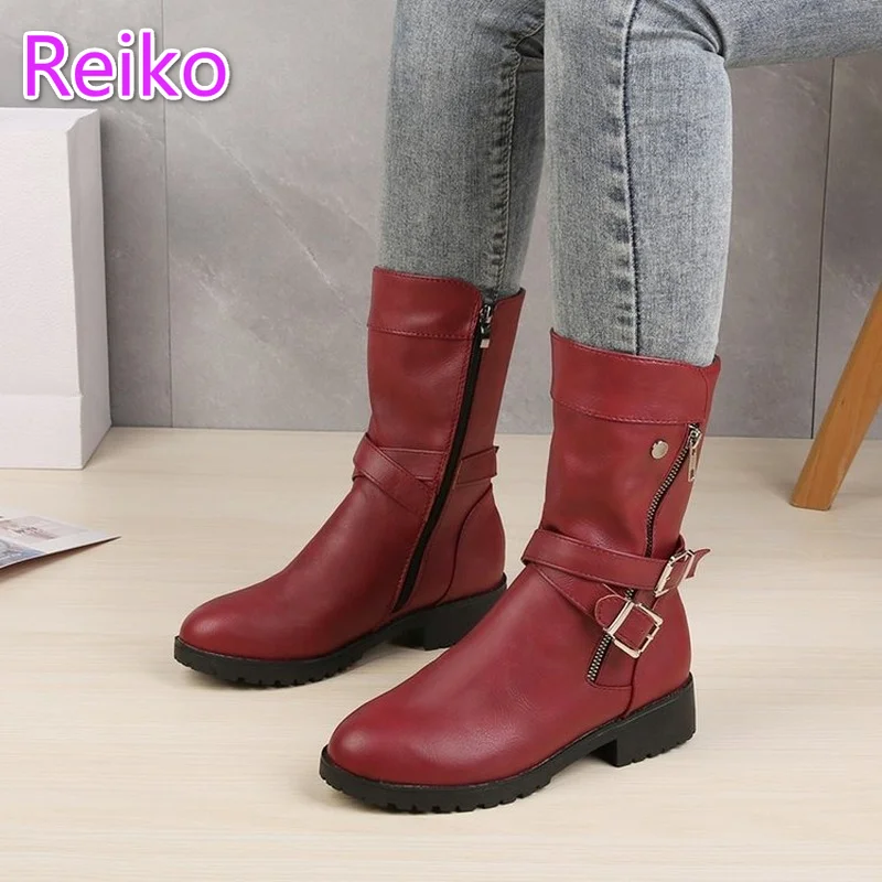 

Retro boots women punk style short plush thick winter boots zipper square heel women's boots boots female women shoes