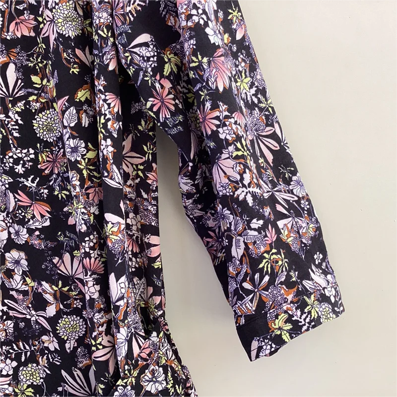 Zadig винтажные платья женские весенние с цветочным принтом длинный черный халат