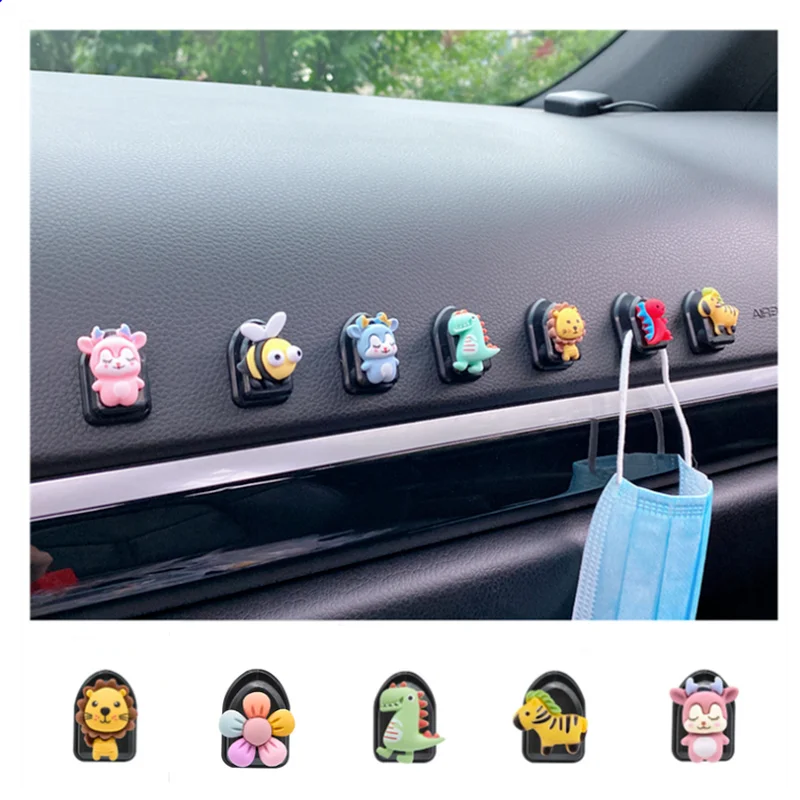 

1/4PCS Animal Car Hooks Wall-mounted Home Decor Blossom Sundries Holder Hooks Multifunction Masks Keys Organizer Hanger Hangers