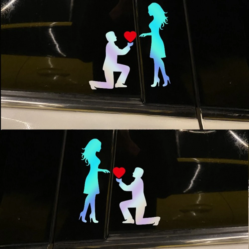 

4Pcs Love Couple Proposal Car Stickers Car Romantic Stickers Rear Glass Decoration Electric Motorcycle Car Stickers