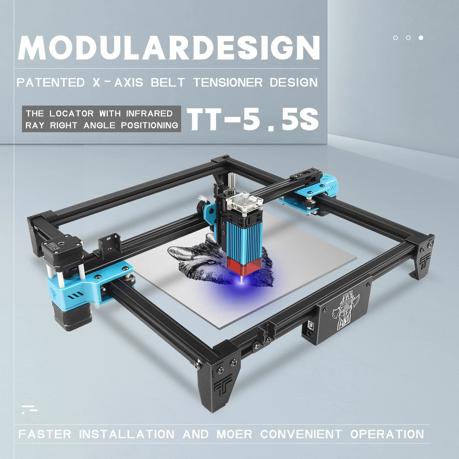 

TT-5.5S 40W Laser Engraving Machine Frame Laser Engraver Compressed Spot LD+FAC 5.5W Fast High Precision Printer Laser Cutter