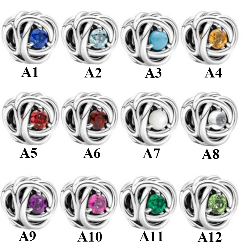 

Braided Openwork Birthstone Charm 100% Real 925 Sterling Silver Moments Charm Fit Brand Bracelet Diy Jewelry