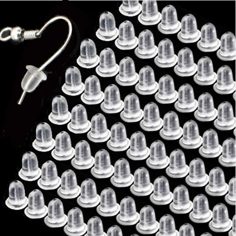 500/1000pcs Soft Silicone Rubber Earring Back Stoppers for Stud Earrings DIY Earring Findings Accessories Tube Ear Plugs