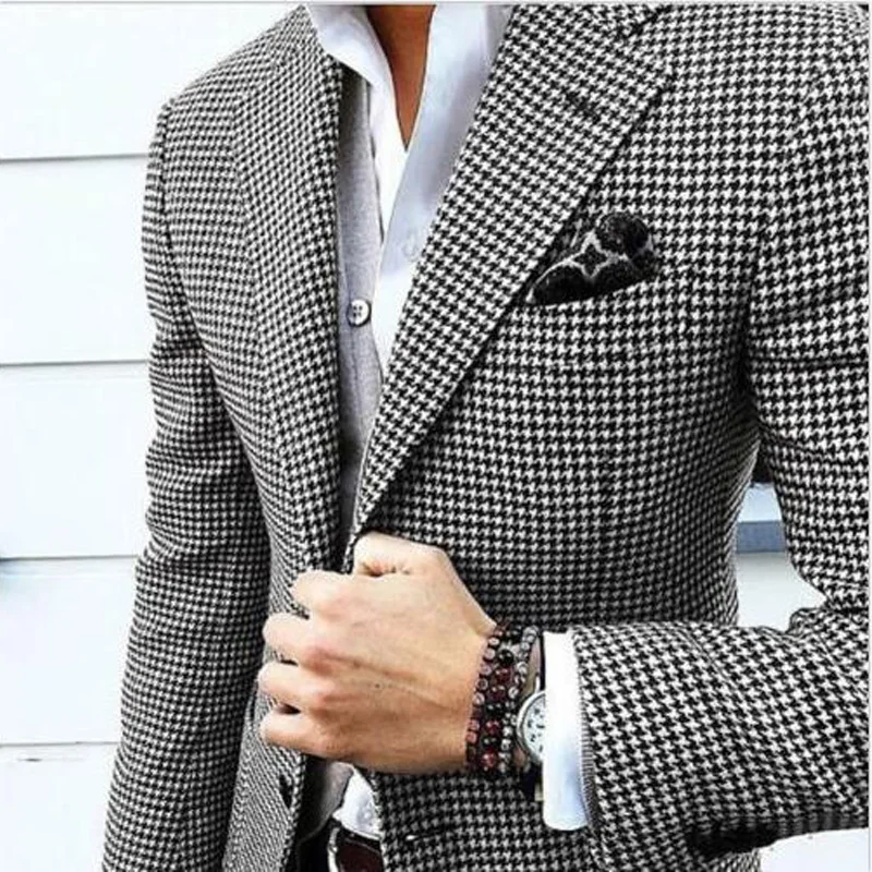 

Tailor Made Mens Suits for Fall Wedding Prom Stage Groom Tuxedos Classic 2 Piece Man Set Jacket with Black Pants