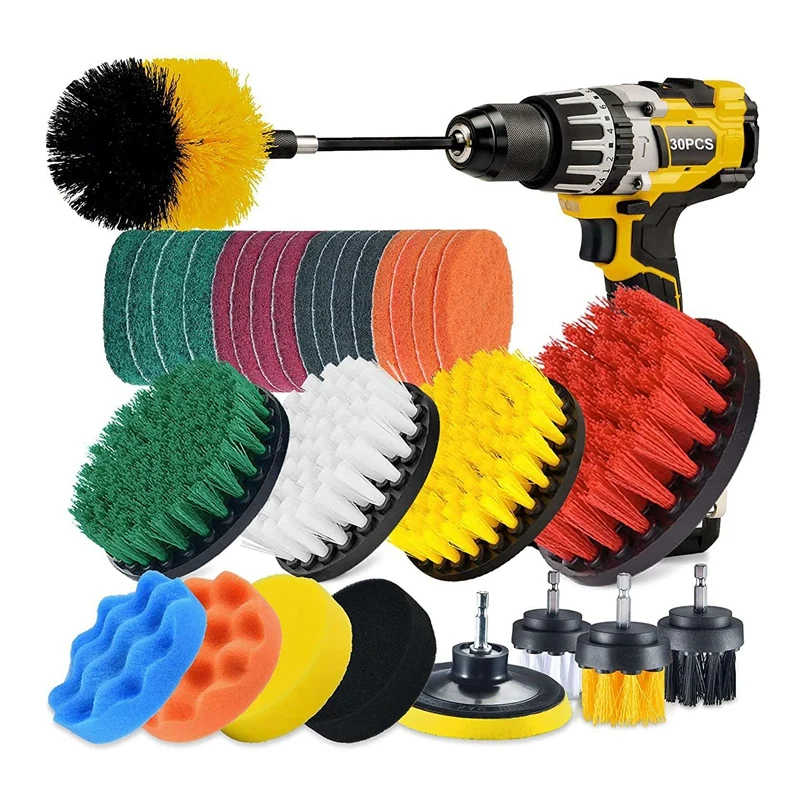 

Best 30 Piece Drill Brush Power Scrubber Cleaning Brush Extended Long Attachment Set All Purpose Drill Scrub Brushes Kit