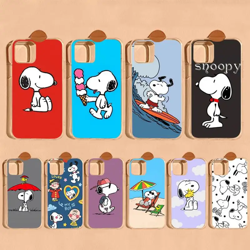 Cute S-Snoopy Dog Phone Case For iPhone 14 11 12 13 Mini Pro XS Max Cover 6 7 8 Plus X XR SE 2020 Funda Shell
