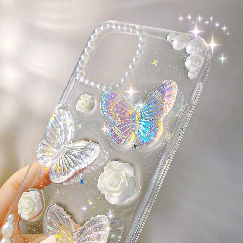 French Retro Stereo Butterflies Phone Case For Iphone 14 13 12 11 Pro Max X XR XSMAX 7 8 Plus SE TPU Case Cover New Products