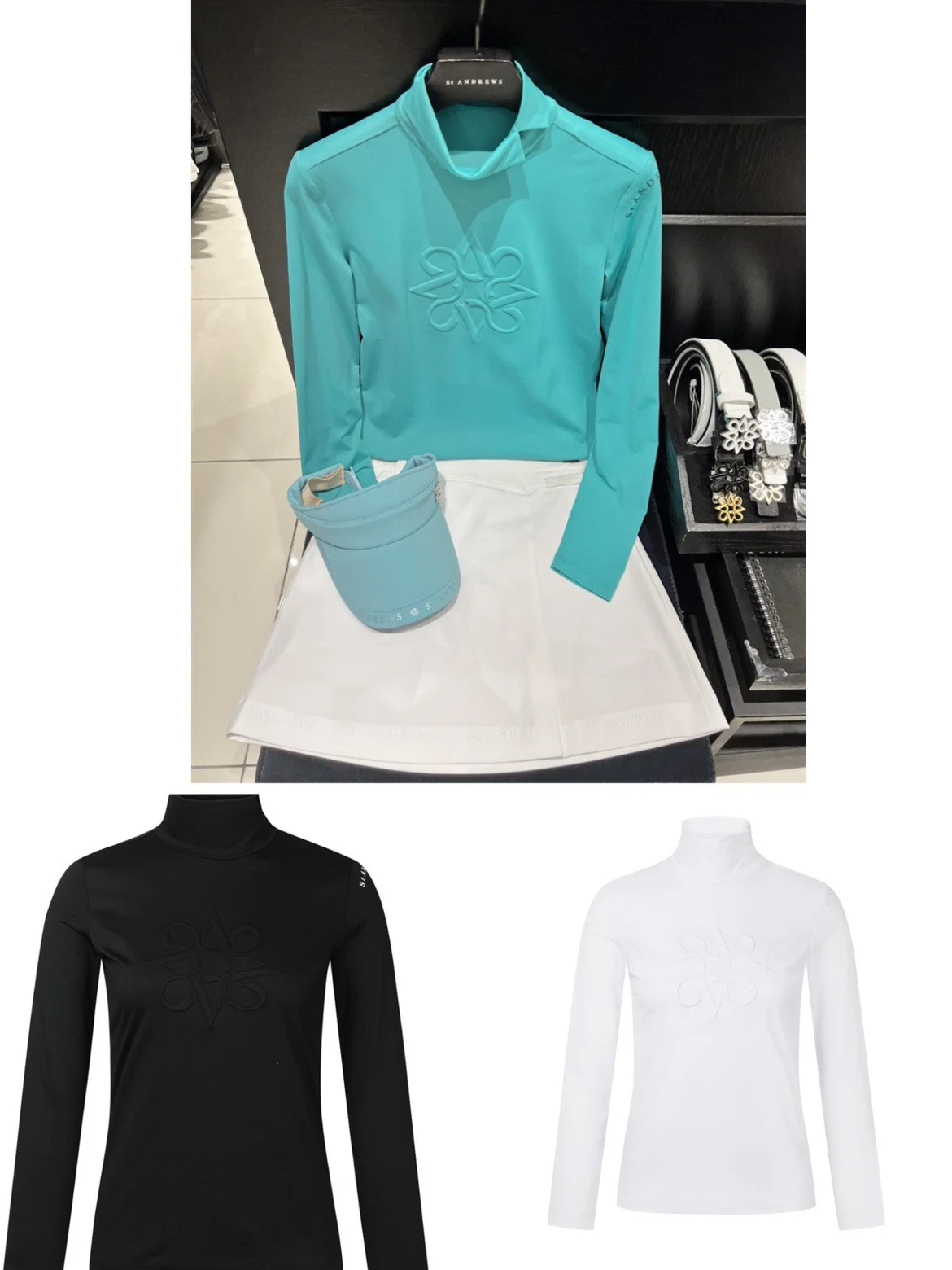 

23 spring Korea ST ANDREWS golf suit women's logo stand collar elastic bottoming long sleeve T-shirt