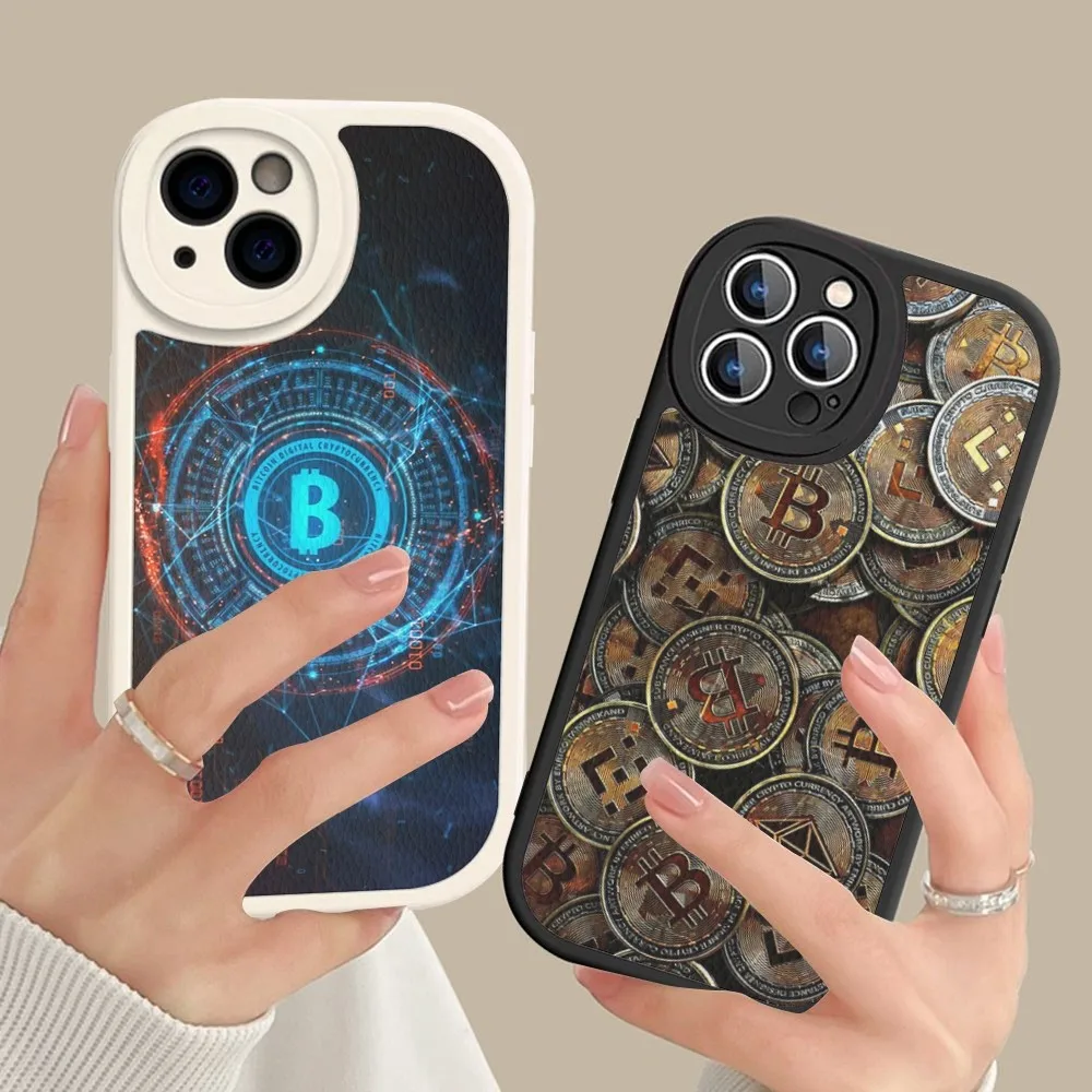 Чехол для телефона с биткойнами из жесткой кожи iPhone 16 15 14 13 12 Mini 11 Pro Max Xs X Xr 7 8 Plus Fundas
