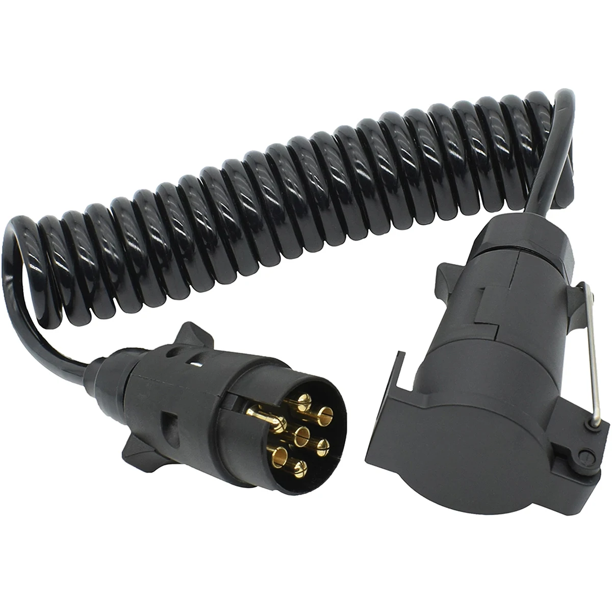 

7-Way Trailer Wiring Connector Power Socket Cable 6.5ft Trailer Socket Extension Cable for EU Cars Tractors Boats Trucks