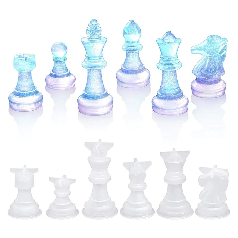 

Silicone Set Chess Mold Crystal Epoxy Resin Mold International Chess Checkerboard Mold DIY Jewelry Making Pendant Mold Clay Mold