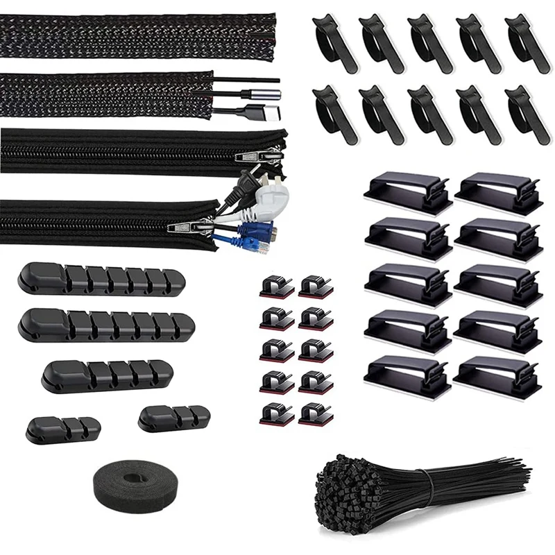 

140 Pcs Cable Manager Kit Desktop Data Cable Protection Kit Advanced Wire Management Kit Office And Home Wire Fixer