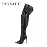 fansaidi 2022 fashion over the knee boots womens shoes winter pointed toe stilettos heels sexy elegant 40 41 42 43 44 45 46 47