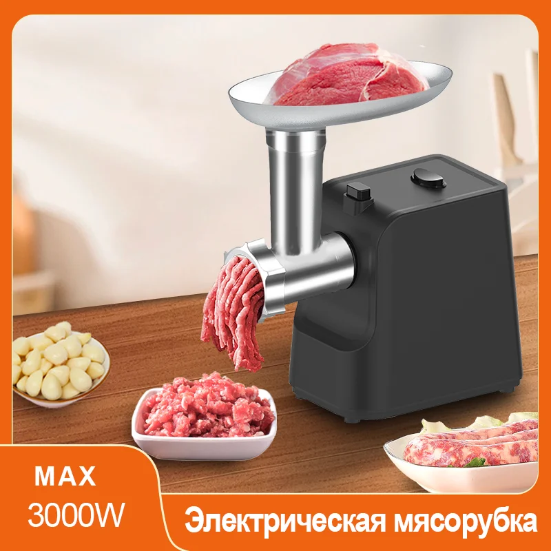 Mini Electric Meat Grinder 3000W Max Powerful Meat Grinder Electric Sausage Syringe Food Processor Home Sausage Stuffer